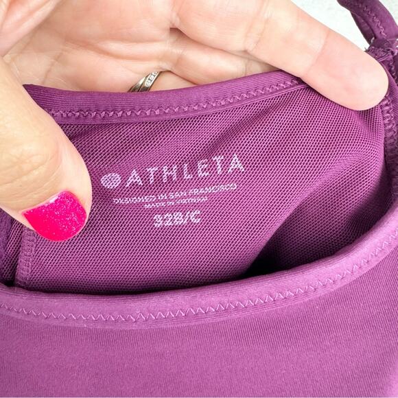 Athleta Cross Back Swim Blousy Tankini In Velvet Plum Size 32B/C Athletic Sporty - Picture 6 of 14